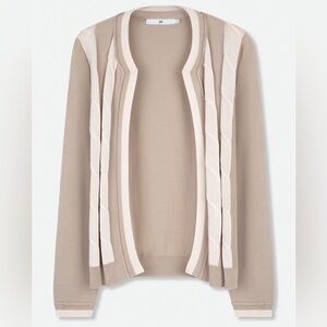 Jarbo Cable Cardigan Womens Size XL Taupe Beige Open Front Cotton Blend Knit